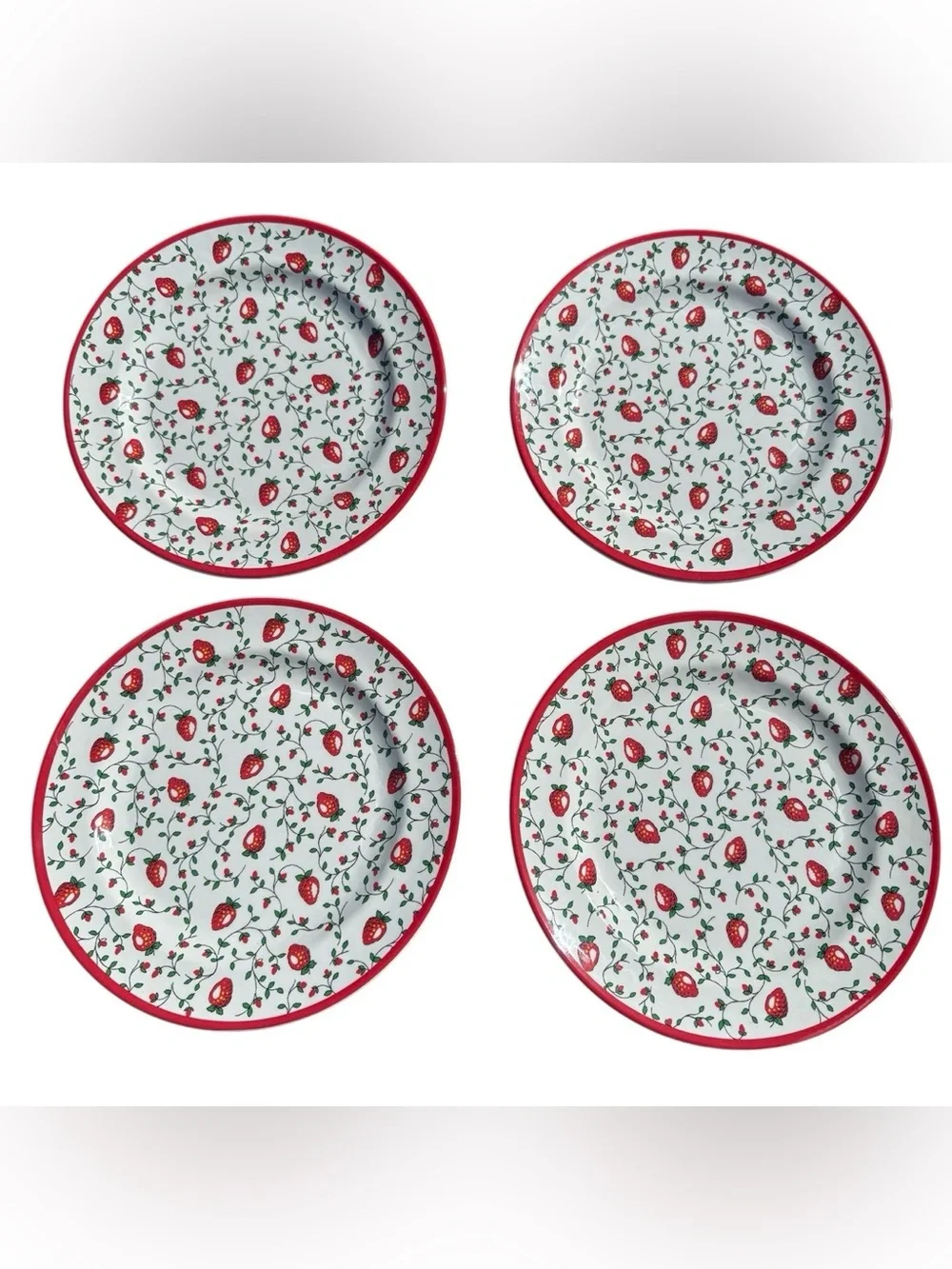 Sur La Table Wild Strawberry Melamine Plates Set of 8 Dinner Salad Cottagecore